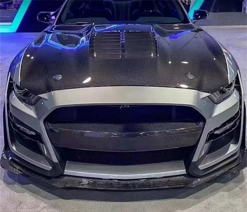 GT500 Style Carbon Fiber Fibre Front Engine Bonnet Hood Vent for Mustang